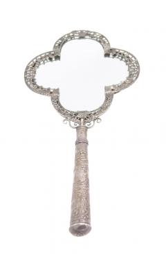 French Victorian Silver Plate Hand Mirror - 4669273
