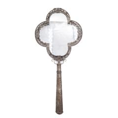 French Victorian Silver Plate Hand Mirror - 4740348