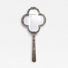 French Victorian Silver Plate Hand Mirror - 4740357