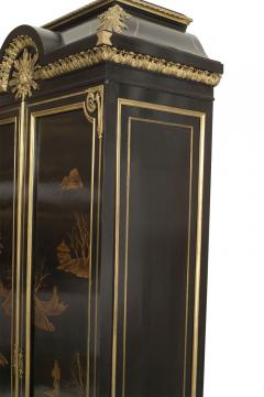 French Victorian Style Black Lacquered Chinoiserie Armoire - 4170446
