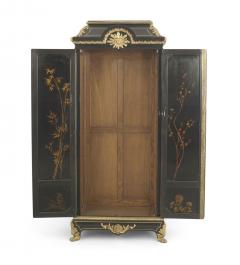 French Victorian Style Black Lacquered Chinoiserie Armoire - 4170448