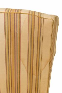 French Victorian Style Gold and Beige Striped Upholstered Armchair with Custom F - 4657645