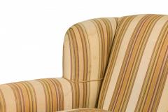 French Victorian Style Gold and Beige Striped Upholstered Armchair with Custom F - 4657646
