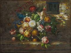 French Victorian Style Oil on Canvas Painting Titled Still Life 2  - 4654021