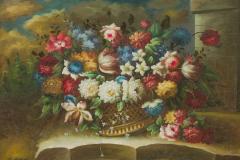 French Victorian Style Oil on Canvas Painting Titled Still Life 3  - 4654006