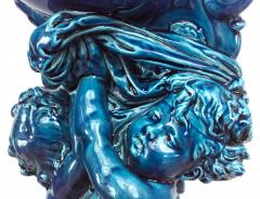French Victorian Turquoise Sevres Porcelain Cupid Centerpiece - 4630602