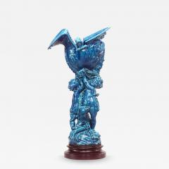 French Victorian Turquoise Sevres Porcelain Cupid Centerpiece - 4631406