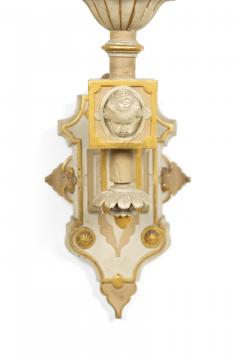 French Victorian White Painted and Gilt Wooden Carved Wall Sconces - 1399015