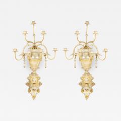 French Victorian White Painted and Gilt Wooden Carved Wall Sconces - 1403258