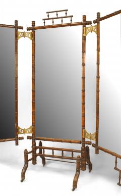 French Victorian faux bamboo 3 fold cheval mirror - 709724