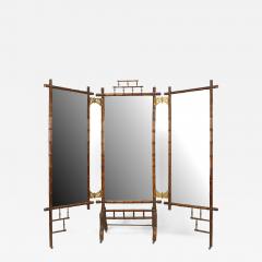 French Victorian faux bamboo 3 fold cheval mirror - 711750