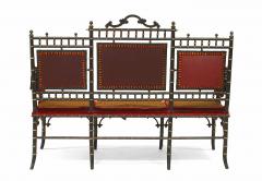 French Victorian faux bamboo design ebonized and gilt trimmed settee - 701733