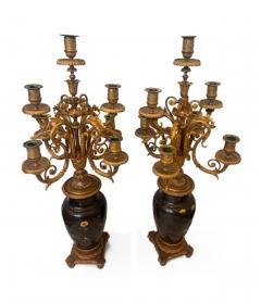 French Victorian gilt candellabra with Japanese bronze vase - 4634280