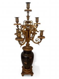 French Victorian gilt candellabra with Japanese bronze vase - 4634281