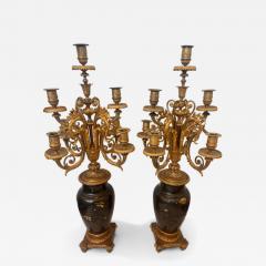 French Victorian gilt candellabra with Japanese bronze vase - 4642186