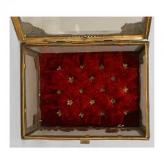 French Victorian glass box with brass applied floral trim - 4668512