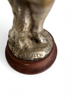 French Victorian small silver plate bronze cupid hold urn by L KLEY - 4671560