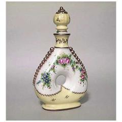 French Victorian style white and yellow porcelain shaped perfume bottles - 4675591