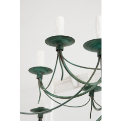 French Vintage 12 Light Metal Chandelier - 2646689