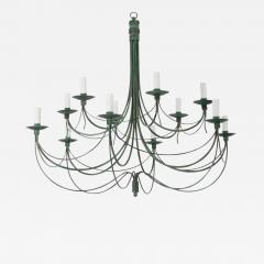 French Vintage 12 Light Metal Chandelier - 2659376