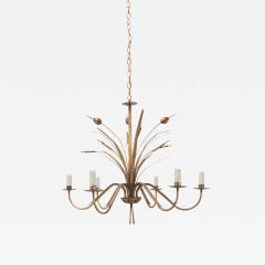 French Vintage 6 Light Brass Chandelier - 3530035