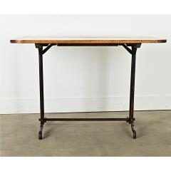 French Vintage Bistro Table with Wood Top - 3856157