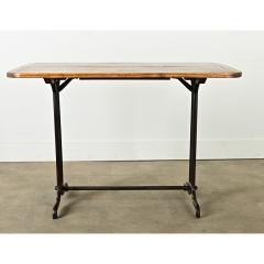 French Vintage Bistro Table with Wood Top - 3856198