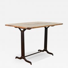 French Vintage Bistro Table with Wood Top - 3878420