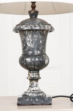 French Vintage Black and White Marble Urn Lamp - 1517581