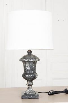 French Vintage Black and White Marble Urn Lamp - 1517585