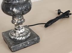 French Vintage Black and White Marble Urn Lamp - 1517587