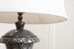 French Vintage Black and White Marble Urn Lamp - 1517588