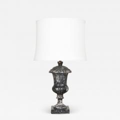 French Vintage Black and White Marble Urn Lamp - 1518319