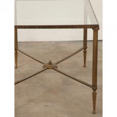 French Vintage Brass Glass Coffee Table - 2977858