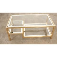 French Vintage Brass Glass Coffee Table - 3314116