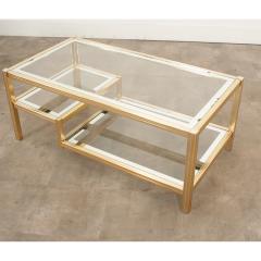 French Vintage Brass Glass Coffee Table - 3314217