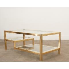 French Vintage Brass Glass Coffee Table - 3314258