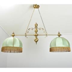 French Vintage Brass Silk Fringe Billiard Light - 4215792