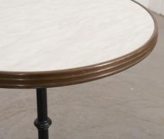 French Vintage Cast Iron Cultured Marble And Brass Bistro Table - 973033