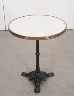 French Vintage Cast Iron Cultured Marble And Brass Bistro Table - 973035