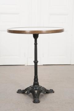 French Vintage Cast Iron Cultured Marble And Brass Bistro Table - 973036