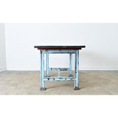 French Vintage Cast Iron Wood Top Work Table - 4542012