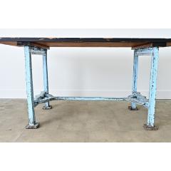 French Vintage Cast Iron Wood Top Work Table - 4542029
