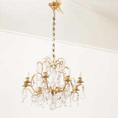 French Vintage Crystal Brass Chandelier - 2977856
