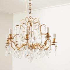 French Vintage Crystal Brass Chandelier - 2977874