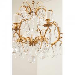 French Vintage Crystal Brass Chandelier - 2977882