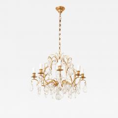 French Vintage Crystal Brass Chandelier - 3010402