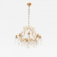 French Vintage Crystal Brass Chandelier - 3010402