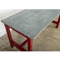 French Vintage Farm Table with Zinc Top - 4249717