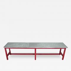 French Vintage Farm Table with Zinc Top - 4290647